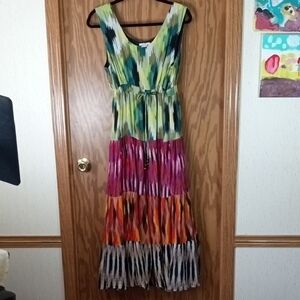 Multicolor Sleeveless Maxi Dress, Boho, Vacation, Festival, Beachy, Coastal Core